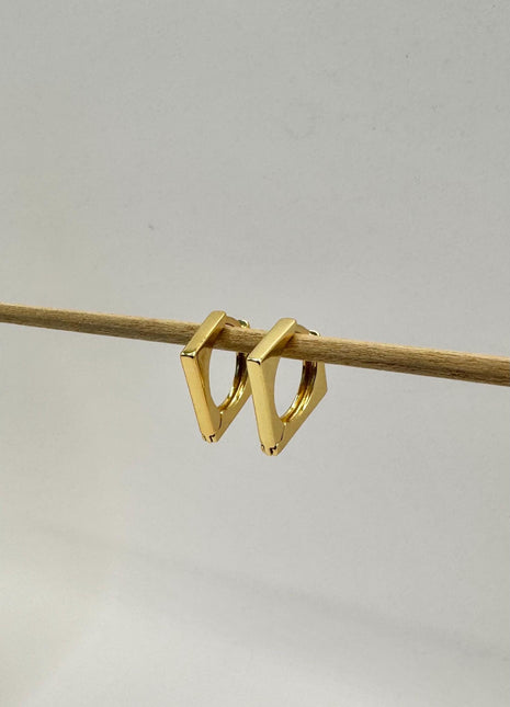 Gold Hoop Earrings | Edgy Hoops | Square Gold Earrings | Minimalist Square Hoop | Small Gold Hoops