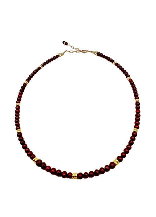 Beaded Red and Gold Necklace | Red Freshwater Pearl and Gold | Pearl Necklace