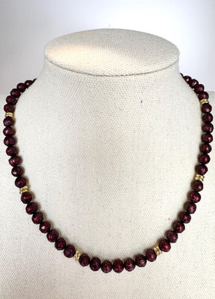 Chunky Beaded Burgundy and Gold Necklace | Burgundy Freshwater Pearl and Gold | Pearl Necklace