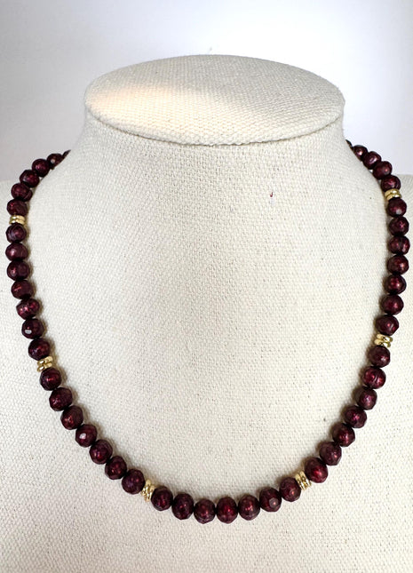 Chunky Beaded Burgundy and Gold Necklace | Burgundy Freshwater Pearl and Gold | Pearl Necklace