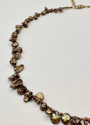 Copper Brown Pearl Necklace | Beaded Pearl Necklace