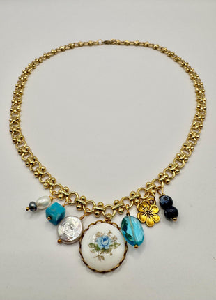 Gold Charm Necklace | Vintage Charm Necklace | Chunky Charm Necklace