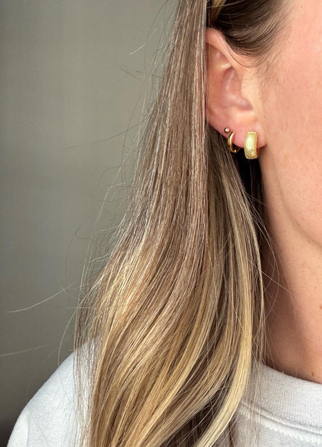 Textured Hoop Earrings | Gold Earrings | Thick Hoops