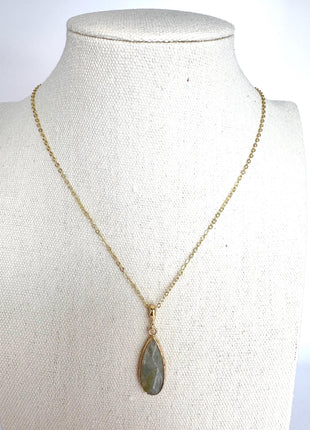 Labradorite Pendant on Delicate Gold Chain