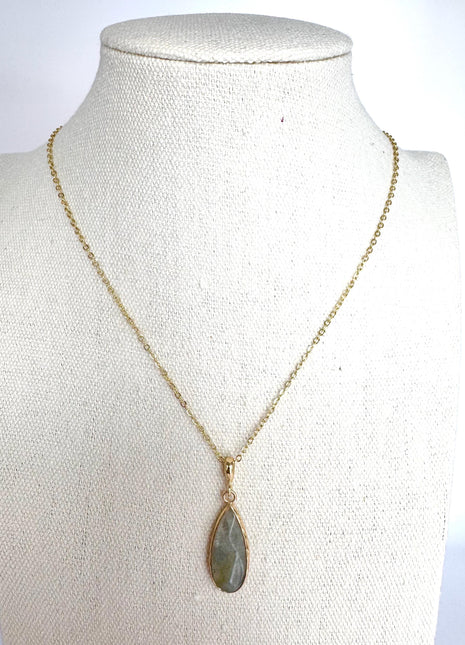 Labradorite Pendant on Delicate Gold Chain