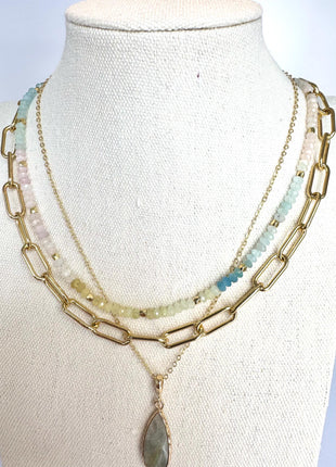 Labradorite Pendant on Delicate Gold Chain