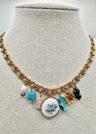 Gold Charm Necklace | Vintage Charm Necklace | Chunky Charm Necklace