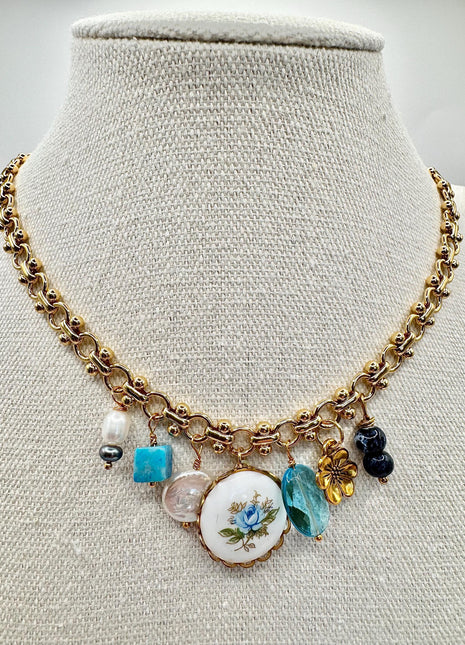 Gold Charm Necklace | Vintage Charm Necklace | Chunky Charm Necklace