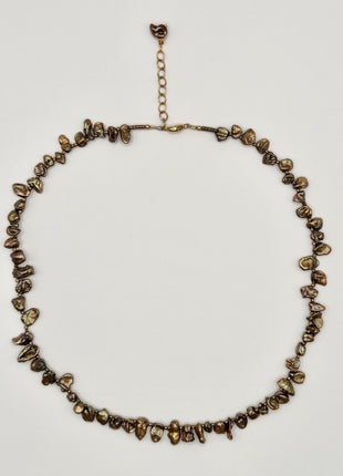 Copper Brown Pearl Necklace | Beaded Pearl Necklace