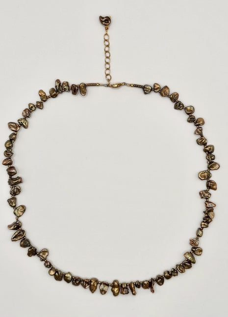 Copper Brown Pearl Necklace | Beaded Pearl Necklace