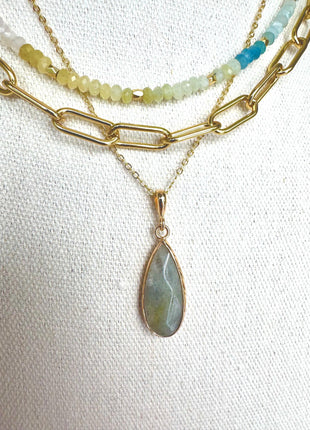 Labradorite Pendant on Delicate Gold Chain