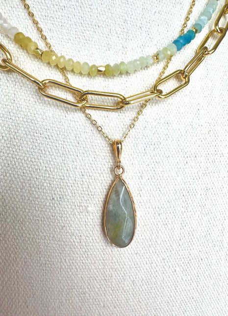 Labradorite Pendant on Delicate Gold Chain