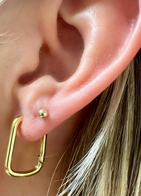 Gold Hoop Earring, Rectangle Earring