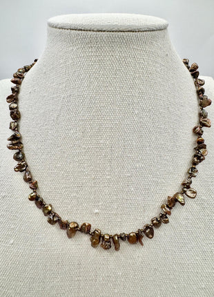Copper Brown Pearl Necklace | Beaded Pearl Necklace