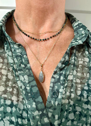 Labradorite Pendant on Delicate Gold Chain