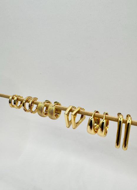 Gold Hoop Earring, Rectangle Earring
