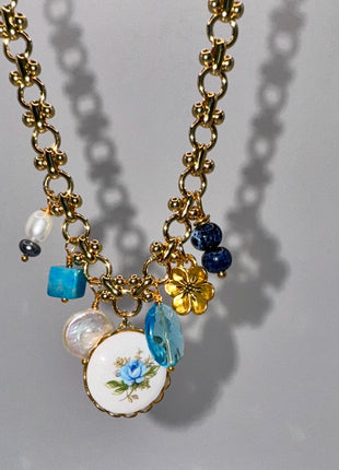 Gold Charm Necklace | Vintage Charm Necklace | Chunky Charm Necklace