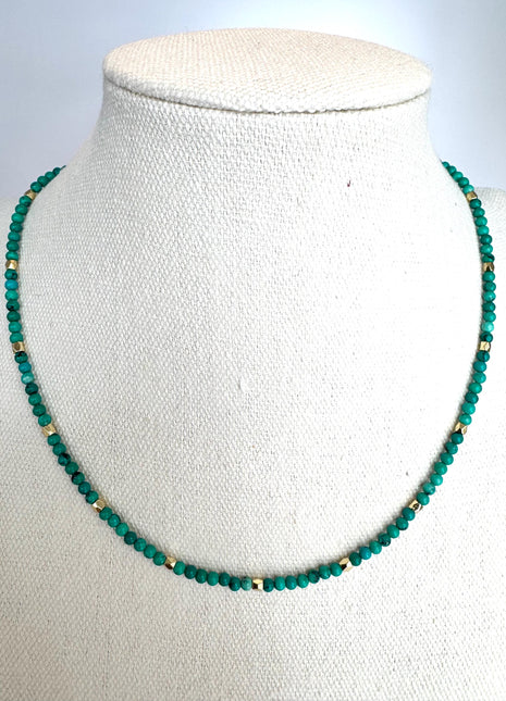 Beaded Turquoise and Gold Necklace | Turquoise Necklace