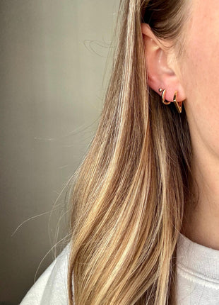 Gold Hoop Earrings | Edgy Hoops | Square Gold Earrings | Minimalist Square Hoop | Small Gold Hoops