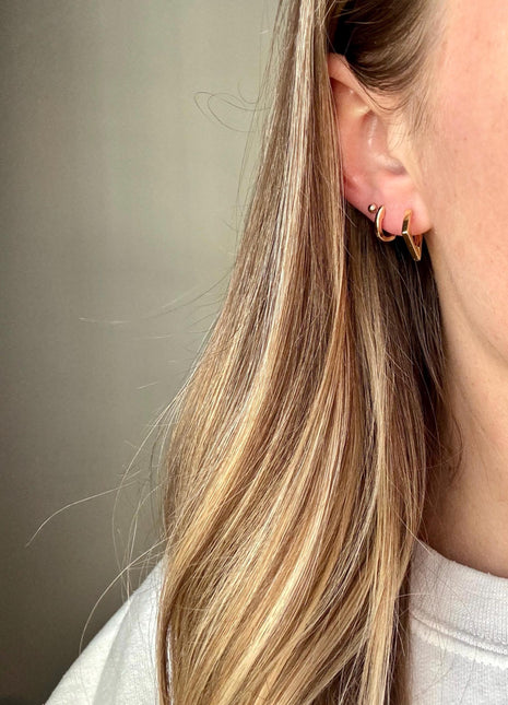 Gold Hoop Earrings | Edgy Hoops | Square Gold Earrings | Minimalist Square Hoop | Small Gold Hoops