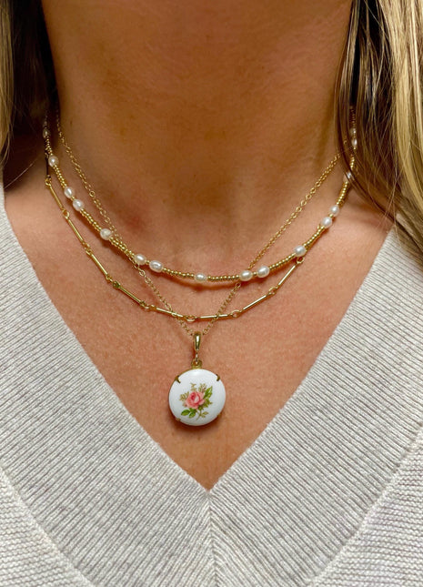 Gold and Pearl Beaded Necklace | Freshwater Pearl Necklace | Dainty Gold Necklace