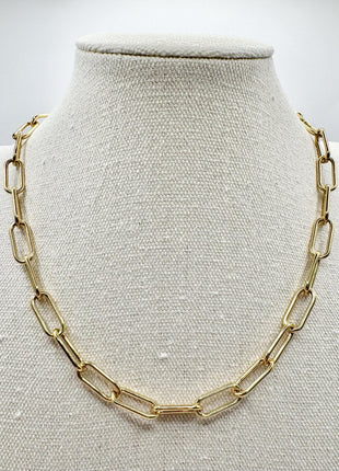 18k Gold Paperclip Chain | Gold Necklace | Thick Link Chain for Layering
