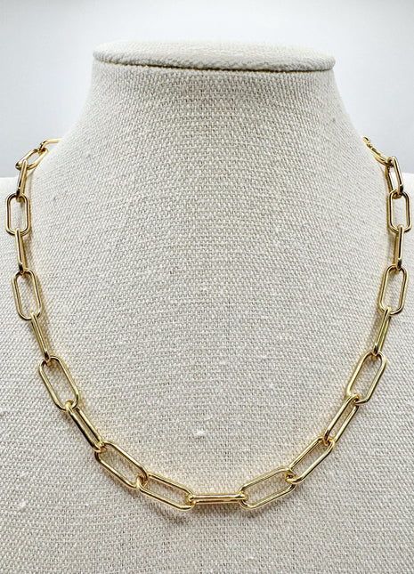 18k Gold Paperclip Chain | Gold Necklace | Thick Link Chain for Layering